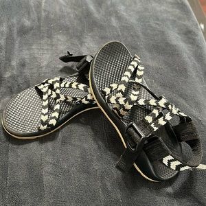 Girls black and white chaco sandals